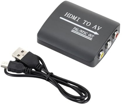 Adaptador HD 1080P AV a HDMI, convertidor compuesto compatible con RCA a HDMI, adaptador HDMI a AV RCA for N64 Wii PS1/2/3 Xbox One SNES(A Style HDMI TO AV)