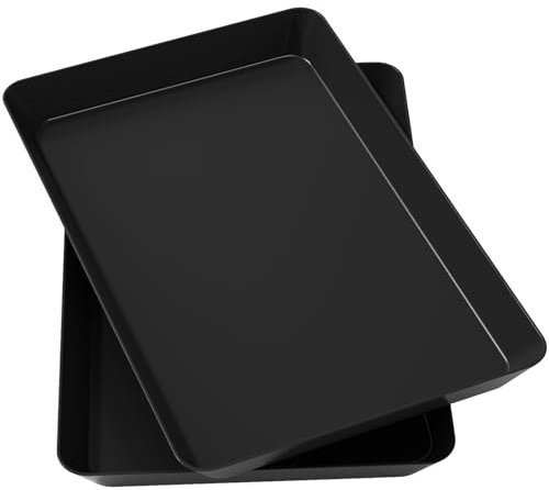 Lifewit Lot de 2 grands plateaux de service en plastique sans BPA réutilisables pour buffets, fêtes, pique-niques, petit-déjeuner et collations Noir 36,7 x 24 cm