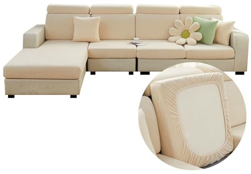 JUNLEBUYI Sofa Sitzkissenbezug, Stretch Sofa Sitzbezug, Elastischer Kissenbezüge, Neues Chenille Sofa Sitzkissen Bezug Sofa Überzug Couch Überzug Sofabezug Sofaschoner (Beige,Kopfstütze)