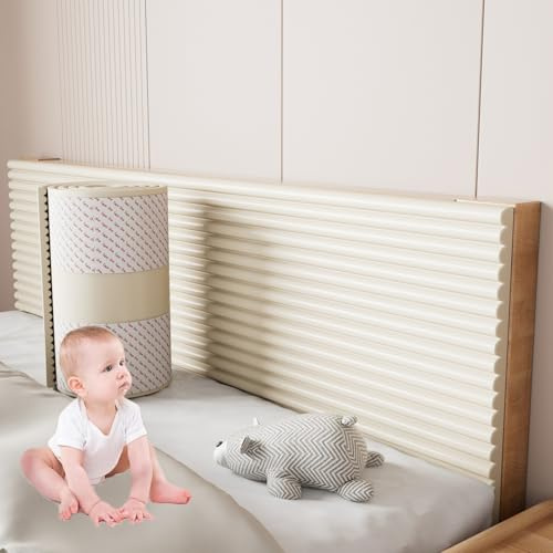 Wall Padding for Kids Autism - Soft Padded Wall Panels for Bedroom/Playroom/Nursery, DIY Cutting Upholstered Wall Panels Peel and Stick Headboard Self-Adhesive, Thickening Insulate(Beige,30x200 cm)