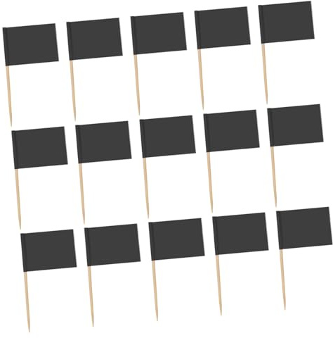 PRETYZOOM 200 Banderines para Palillos de Dientes en Color Negro, Fáciles de Usar y Ligeros, Hechos de Papel y Madera para Decoración en Fiestas Familiares y Reuniones
