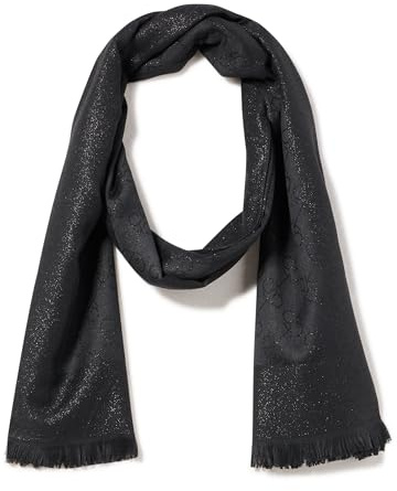 Calvin Klein Metallic Logo Scarf With Eyelash Fringe