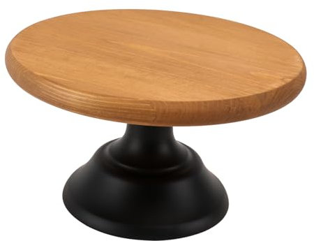 LIFKOME Vassoio Per Torta Creativo in Legno Marrone Porta Torta Espositore Per Feste Compleanni Base Spessa Design Allargato Per Conservare Ed Esporre Dolci