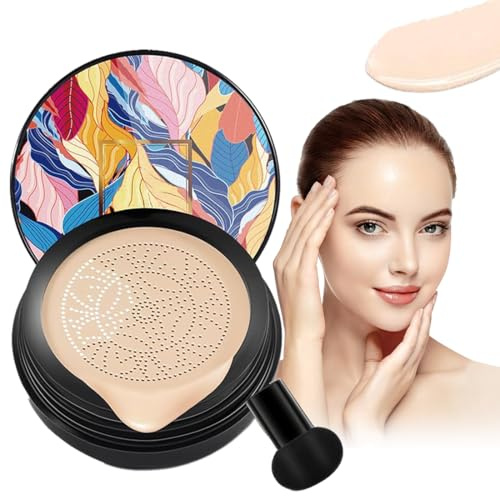 Luftkissen CC Creme, Mushroom Head Air Cushion CC Cream, Foundation Moisturizing Concealer, Liquid Foundation, Flüssige Grundierung, geeignet für alle Hauttypen (Natürliche)