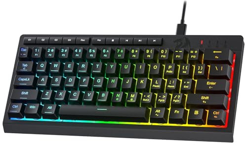 Redragon K522 60% kabelgebundenes RGB-Membran-Gaming-Keyboard, kompaktes Keyboard 61 Tasten linearem mechanischem Schaltergefühl, mit 4 zusätzlichen integrierten Makrotasten und Mediensteuerungstasten