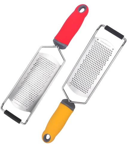 Lot de 2 zesteurs en acier inoxydable, 30,5 cm de long pour râper du fromage à pâte dure, agrumes, ail, chocolat avec poignée antidérapante