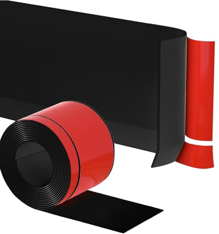 Rusoz Weichsockelleiste Selbstklebend Schwarz, 6M Fußleisten Selbstklebend Flexibel 50mm+20mm PVC Bodenleisten Für Boden und Wand, Einfach zu Installieren