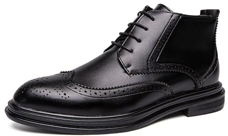 LMUIPMAA Botines de Vestir Brogue con Punta de ala para Hombre Botines Oxford de Cuero de Moda con Cordones Bota Chukka de Negocios