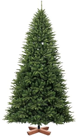 Relaxdays Árbol Navidad Artificial Abeto Nordmann Puntas PVC Soporte Metálico 210 cm Verde