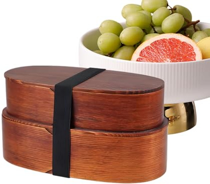 Caja De Benta De Madera De Dos Niveles - Carrier De Comida Separable Ajustable, Senderismo A La Universidad De Viaje De Trabajo, Ensalada De Verano Al Aire Libre Accesorio De Almacenamiento De Cont
