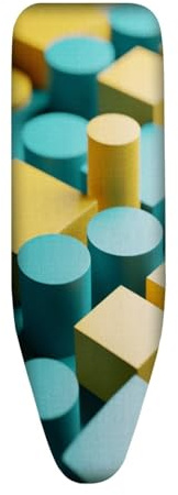 Copriasse da Stiro Universale 120x40 Blu Giallo Resistente al Calore - Cordoncino di Fissaggio e Stretch-System - per Tutte Le Assi da Stiro, Facile da Cambiare