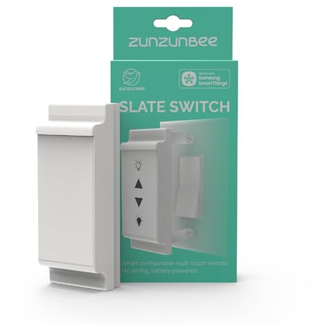 zunzunbee Slate Switch – Zigbee 3.0 Smart Wall Button Remote, Works with SmartThings, 8 Programmable Touch Buttons, Battery Powered, Includes Temperature Sensor