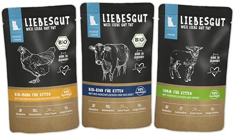 Liebesgut Nourriture bio pour chat Junior 6 x 100 g