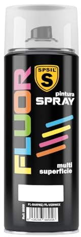 SPSIL Pintura Spray Brillante Barniz Fluor(pack of 1) 400ml, Metal Secado RápidoPintura Profesional Interior Exterior, Aplicación Fácil en Madera Plástico, DIY Decoración Muebles Automóviles