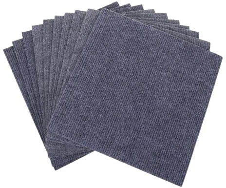 FIXOSHEE Piastrelle per Moquette Quadrate Autoadesive 10 Pezzi Tappeto Quadrato Antiscivolo in Moquette Resistente per Ufficio e Casa Pavimentazione Modulare per Soggiorno e Camera da