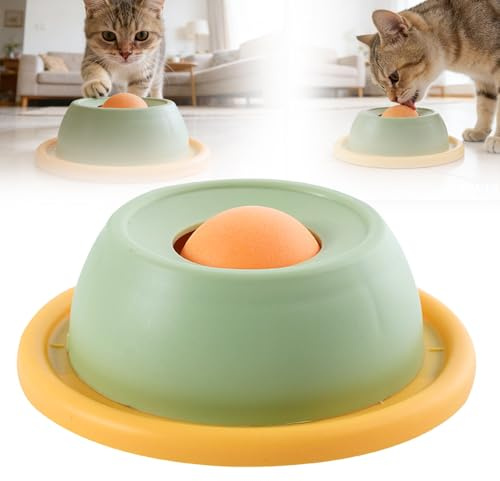 Interaktives Katzen Und Hunde lickspielzeug Mit Futterverlangsamung, 2026 Neuest Schleckball Futtermatte, Hund Leckt Futternapf Mit Integrierter Drehkugel Für Kleine Bis Große Hunde (Grün)