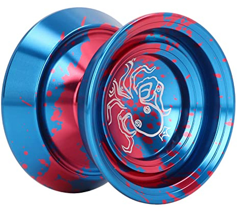 Dioche Magic Yo FYoYo Ball, Aluminiumlegierung, Fortschrittliches, Lichtbeständiges Spielzeug für den Wettbewerb, mit Handschuh und 3 Saiten Im Lieferumfang Enthalten (Blue)