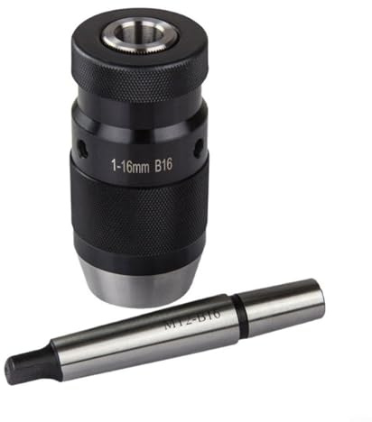 GLFLOW Portabrocas B16, portabrocas autoajustable de 1 a 16 mm B16 con mandril cónico MT2 para tornos CNC y máquinas de perforación