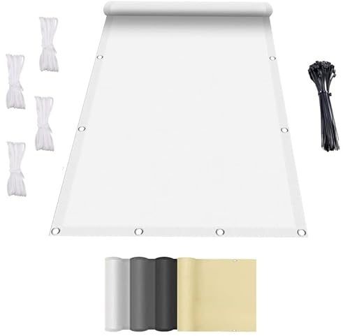 Tenda da Sole Impermeabile 2x6M Tenda parasole rettangolare,Telo Ombreggiante con Occhiellato Rettangolare,Panno Vele parasole per Esterni Pergola Piante Da Patio Serra Auto Piscina Bianco