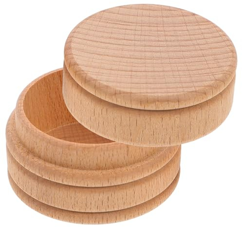 Toyvian Caja de Madera de Haya para Guardar Dientes y Cabello Fetal de Ñiño, Organizador Compacto para Nuevos Padres, Diseño Redondo y Funcional