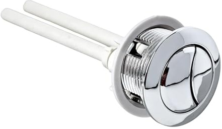 Toilet Push Button, Flush Replacement, Dual Toilet Flush Button Round Head for Bathroom Water Tank Repair, Chrome Finish Push Button Toilet Flush and Button Pusher, Replacement Accessories