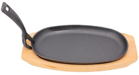 Topiky Elegante Plato Ovalado para Chisporrotear, Presentación Profesional de Comida, Base de Madera, Plato para Carne y Fajitas, Evento y Fiesta