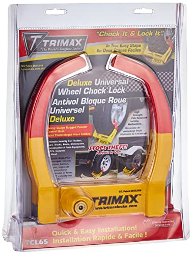 Trimax TCL65 – Lucchetto per Ruote per rimorchio, Adatto per Pneumatici da 6 a 10,5 Pollici, per rimorchio, Auto, Camion, Barca, ATV, Camper e Altro