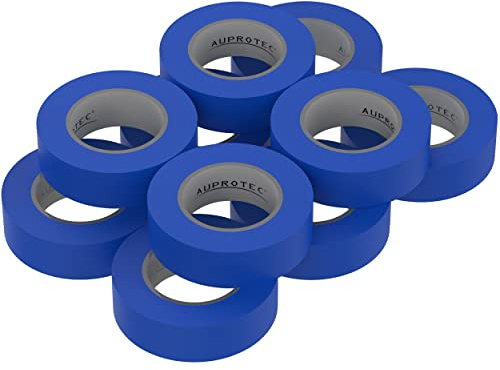 10 rollos VDE cinta aislante eléctrica PVC cinta adhesiva 15mm x 10m DIN EN 60454-3-1 color: azul