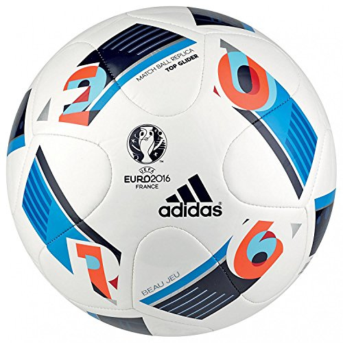 adidas AC5448 Herren Ball Euro 2016 Top Glider, White/Bright Blue/Night Indigo, 5