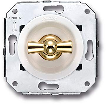 Fontini 35300302 Doble Interruptor Carátula Blanca Manecilla, Dorada