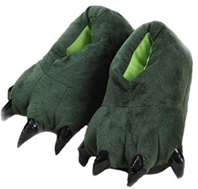 SHIXIAOSHU scarpe per zampe di animali scarpe calde per la casa pantofole in peluche per la casa pantofole dinosauro (green, Large Size (EUR 40-44), numeric_40)