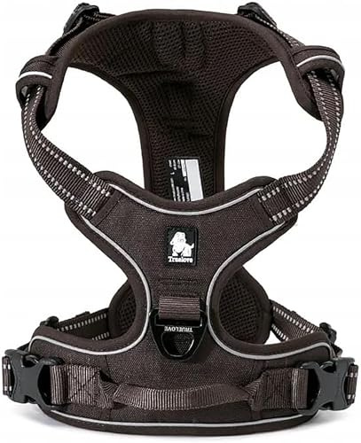 Truelove Hundegeschirr TLH5651, verhindert Zerren, reflektierende Nähte Sorgen für Sichtbarkeit in der Nacht, für Abenteuer im Freien(XL, Braun)