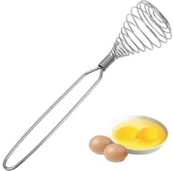 Mini French Spring Whisk, 7.56 Inch Silver Stainless Steel Spring Coil Whisk, Hand Eggbeater Egg Mixer Whisk Blender Stirring Beater