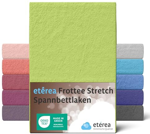 etérea Frottee Spannbettlaken 60x120-70x140 cm Lind für 5-15 cm Steghöhe 80% Baumwolle + 20% Polyester - Oekotex Spannbetttuch Bett Bezug Matratzen - Bettlaken 60x120cm - 70x140cm Grün