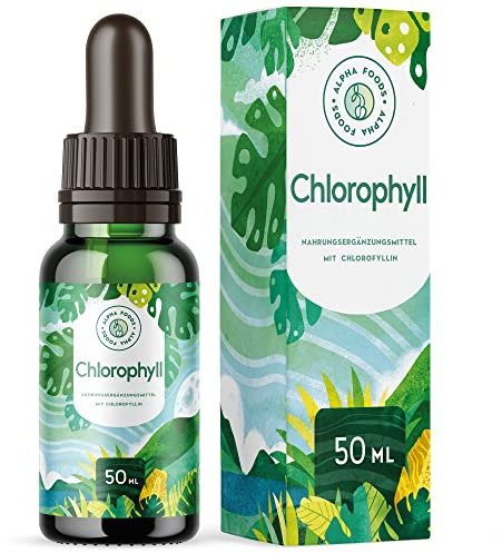Chlorophyll Tropfen - Flüssiges Chlorophyll aus Weizengras, Alfalfa und Chlorella - ohne Jod - Bis zu viermal höhere Konzentration an Chlorophyllin - 50ml