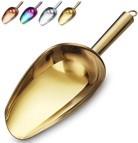 Cuillère à Crème Glacée En Or, Cuillère à Biscuits En Acier Inoxydable De Qualité Supérieure, Cuillère à Farine Robuste, Cuillère à Bonbons Utilitaire, Lavable Au Lave-Vaisselle (8 oz / 9 Pouces)