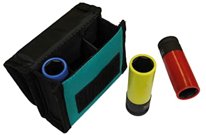 Makita E-12354 KFZ-Schlagnuss-Set 1/2 3-teilig in Stofftasche mit Gürtelschlaufe, SW17, SW19, SW21, mit Kunststoffummantelung und Einsatz zum Schutz der Felgen, Chrom-Molybdän, Schlagnüsse 86 mm lang