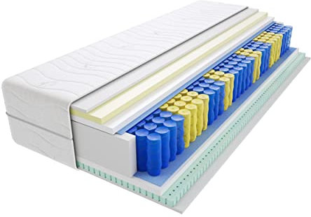 Godre Matratze 70x200 cm Doppelmatratze, H3 Mittelfest Federkernmatratze, Taschenfederkernmatratze 26 cm Hoch Latex Visco Memory Hypoallergene, HR-Schaum, Wendematratze mit Klimafaser Remo Max