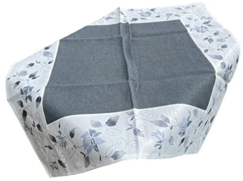 Westernlifestyle Tischläufer Tischdecke Mitteldecke Tischband gestickt Rosen Rot Weiss Silber Grau (60 x 60, Silber/Grau/Weiss)