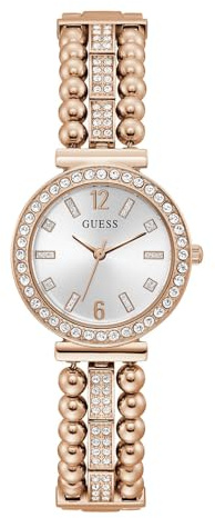GUESS Damenuhr mit Kugel und Kristallen, 30 mm