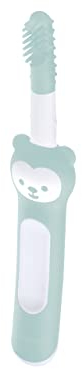 MAM Massaging Brush mit weichen Silikonborsten, gewöhnt Babys an die tägliche Zahnreinigung, Baby Zahnbürste zur Linderung von Zahnungsschmerzen, ab 3+ Monate, türkis, Türkis-massagekopf