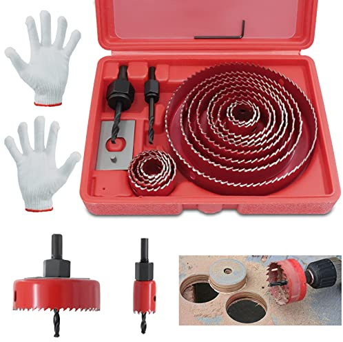 Wkmamo 21 Pezzi Sega a Tazza,Fresa a Tazza 19-127mm,in Acciaio al Carbonio per Trapano, per Legno, Cartongesso（Rosso）