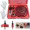 Wkmamo 21 Stück Lochsägen Set,Bohrkrone,Karbonstahl 19-127 mm, Lochs?genschneider-Set, Downlights, Bohrer-Bits für Holz, Gipskarton, Kunststoff（Rot）