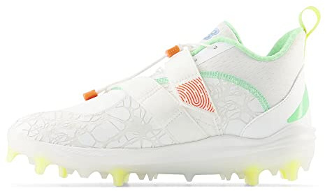 New Balance Unisex FuelCell Lindor V2 Comp Baseball Shoe,Optic White/Neon Dragonfly/Electric Jade,Men 6.5 / Women 8