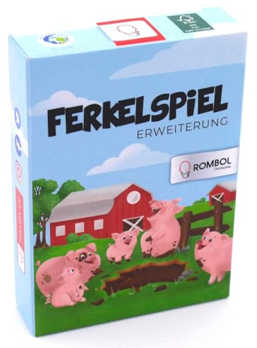 ROMBOL Ferkelspiel Erweiterung - Öko-Spielkarten mit lustigen Aufgaben und Ereignissen garantieren mehr Spielspaß