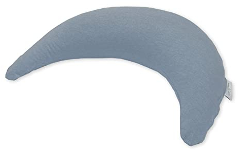 Theraline Bambusmond inkl. Bezug aus Bambus-Viskose & Bio Baumwolle, Stillkissen, Bauchstützkissen, Kuschelkissen, Reisekissen (Melange blau-grau)