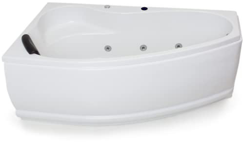 Basera® BASIC Indoor Eck-Whirlpool Badewanne Formentera 160 x 90 cm mit 9 Massagedüsen, LED-Ambiente