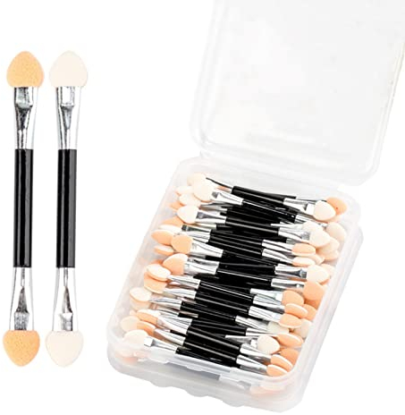XIXKOLYU 20 pinceles de sombra de ojos, pincel de sombra de ojos, pincel de doble cara, aplicador de sombra de ojos desechable