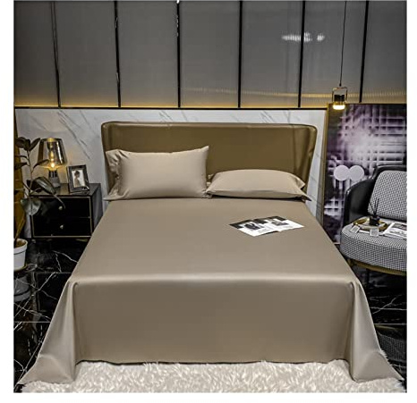 TEVTEV Luxe Drap Plat 300 TC 100% Coton À Longues Fibres Satin Drap Plat Qualité Hôtelière Literie Draps De Dessus De Lit for Lit Simple Double Queen King Bed (Color : Brown, Size : 200x230cm-78x90)