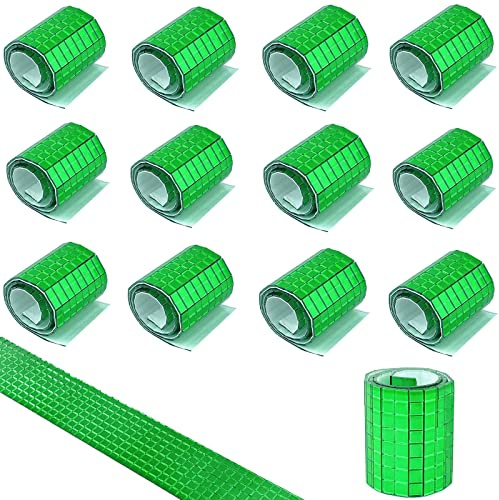 5760 Stück Echtglas Silber Spiegel Mosaikfliesen Aufkleber für Handwerk Mini Quadratische Glasfliesen Selbstklebend 5 mm x 5 mm (Grün)